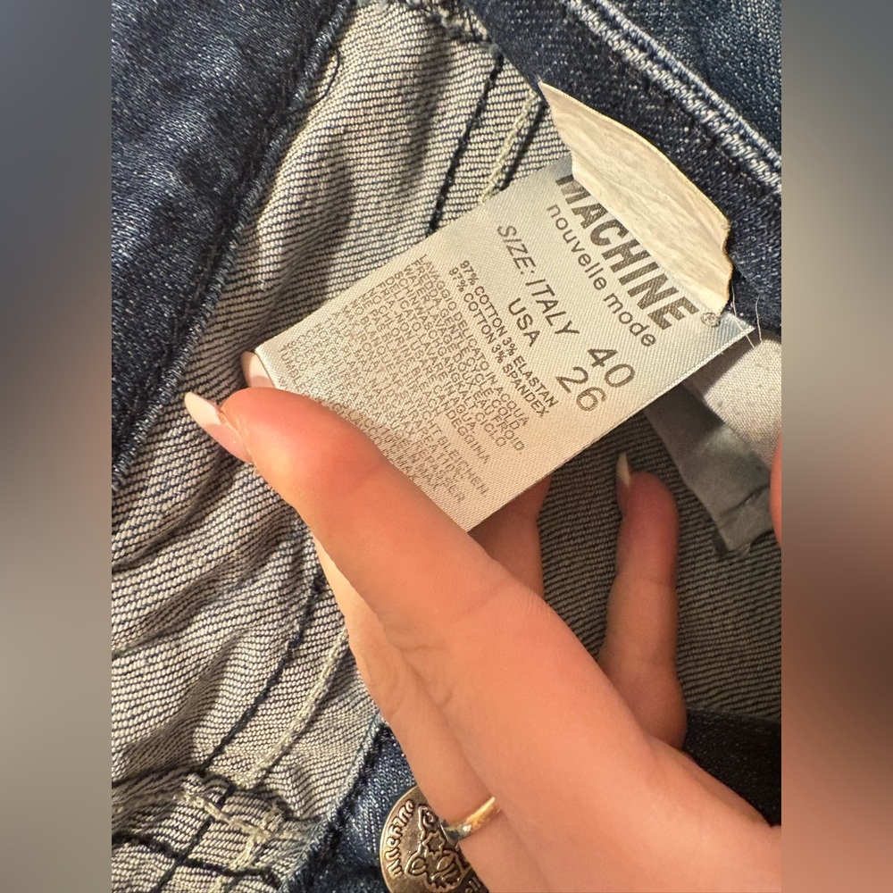 Machine Distressed Blue Jeans - Picture 3 of 5